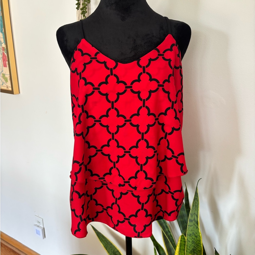 Newbury Kustom Red and Black Geometric Cami